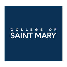 College of Saint Mary logo with white text on a dark blue background.