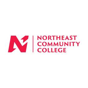 Northeast Community College logo in red text with a stylized "N" design.