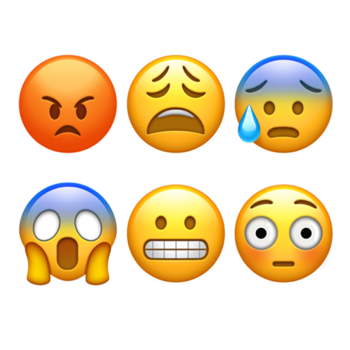 Many icons with different expressions, mad, sad, scared, and so on.