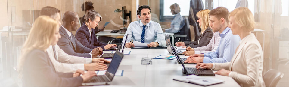 People meeting at a table.